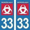 Ville de Bordeaux blason - Stickers plaque immatriculation 33