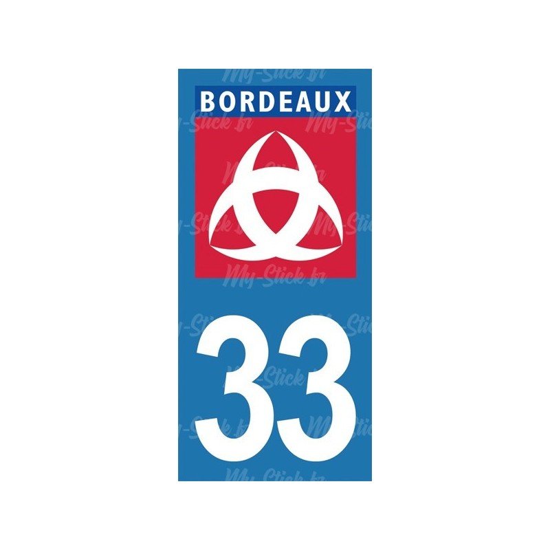 Ville de Bordeaux blason - Stickers plaque immatriculation 33