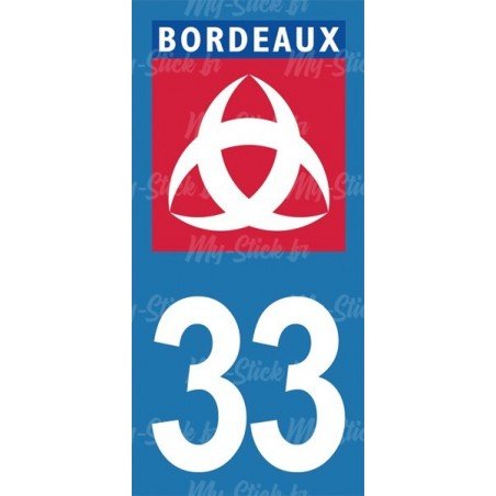 Ville de Bordeaux blason - Stickers plaque immatriculation 33