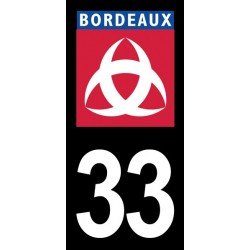 Ville de Bordeaux blason - Stickers plaque immatriculation 33