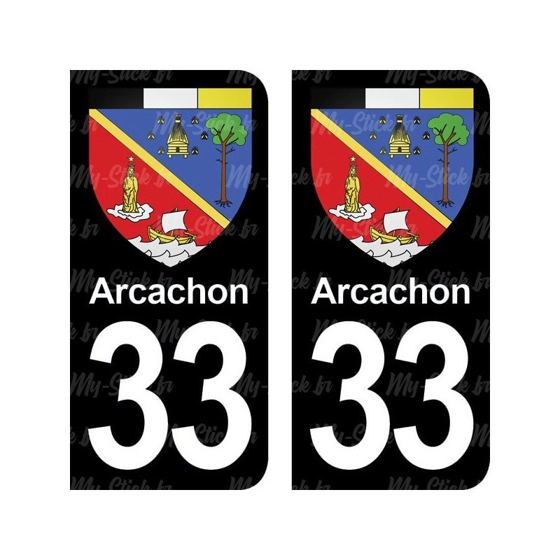 Blason Arcachon - Stickers plaque immatriculation 33