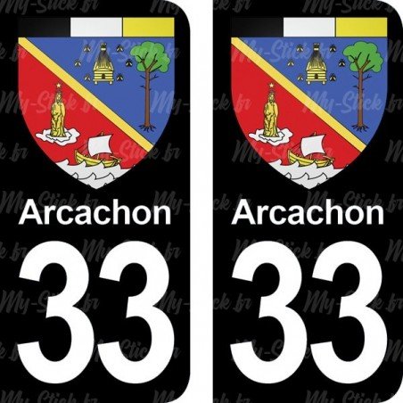 Blason Arcachon - Stickers plaque immatriculation 33