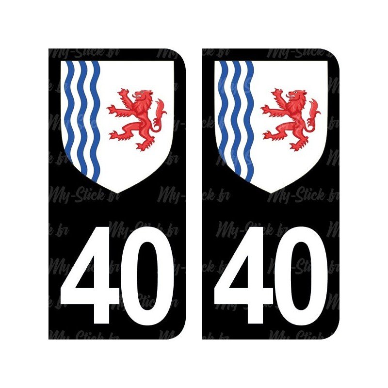 Blason stickers plaque immatriculation 40