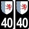 Blason stickers plaque immatriculation 40