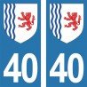 Blason stickers plaque immatriculation 40