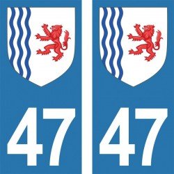 Blason stickers plaque immatriculation 47