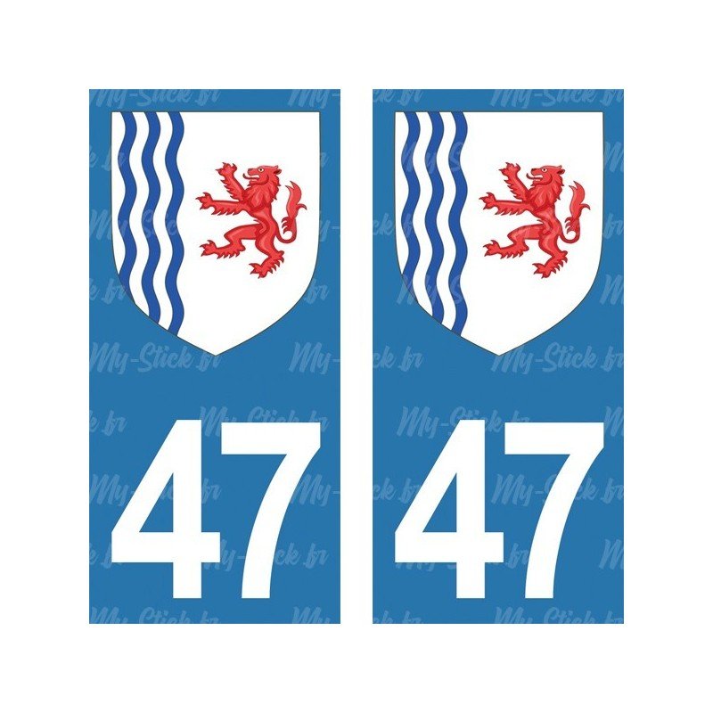 Blason stickers plaque immatriculation 47