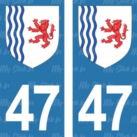 Blason stickers plaque immatriculation 47