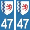 Blason stickers plaque immatriculation 47