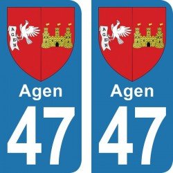 Blason Agen - Stickers plaque immatriculation 47