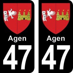 Blason Agen - Stickers plaque immatriculation 47