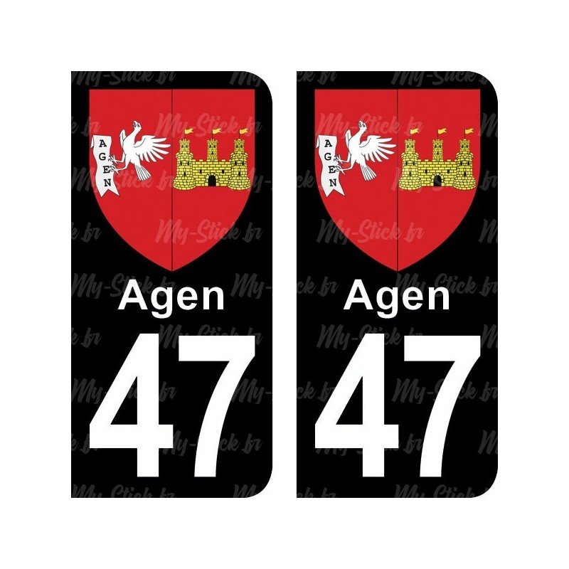 Blason Agen - Stickers plaque immatriculation 47