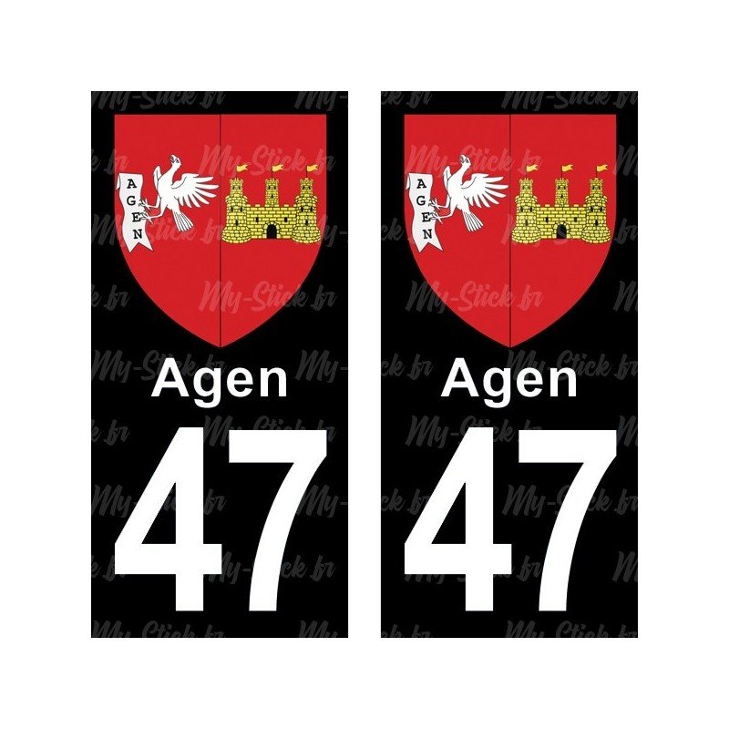 Blason Agen - Stickers plaque immatriculation 47