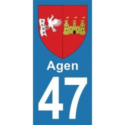 Blason Agen - Stickers plaque immatriculation 47