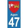 Blason Agen - Stickers plaque immatriculation 47