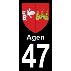 Blason Agen - Stickers plaque immatriculation 47