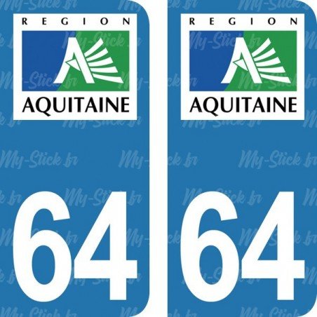 Stickers plaque immatriculation Pyrénées-Atlantiques 64