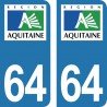 Stickers plaque immatriculation Pyrénées-Atlantiques 64