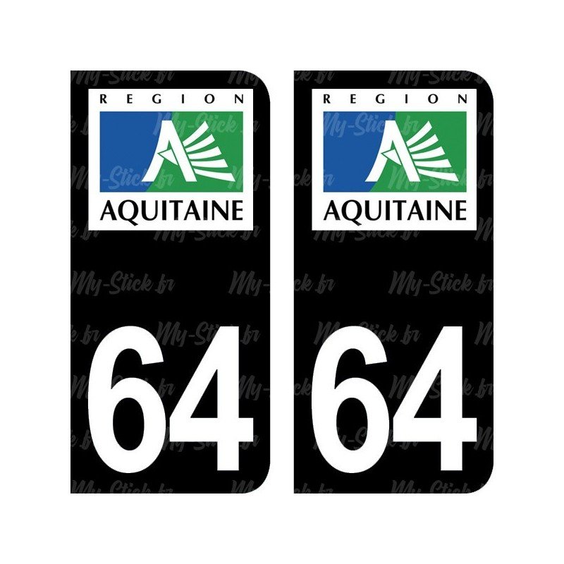 Stickers plaque immatriculation Pyrénées-Atlantiques 64
