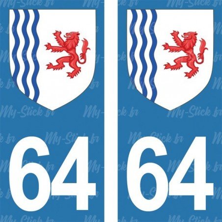 Blason stickers plaque immatriculation 64