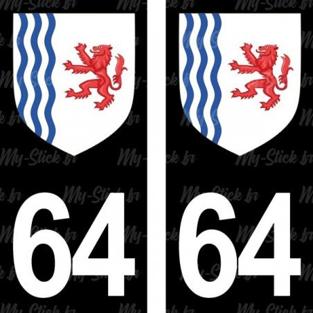 Blason stickers plaque immatriculation 64