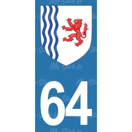 Blason stickers plaque immatriculation 64