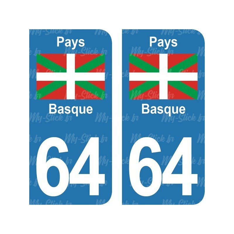 Pays Basque - Stickers plaque immatriculation 64