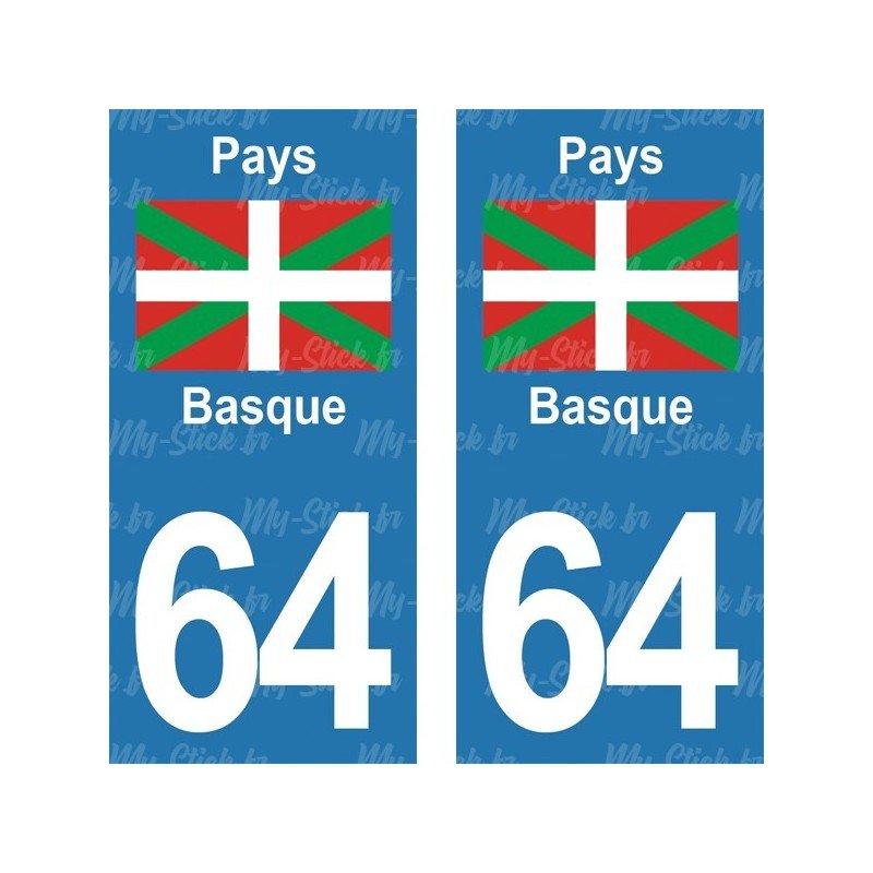 Pays Basque - Stickers plaque immatriculation 64