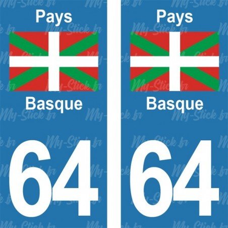 Pays Basque - Stickers plaque immatriculation 64