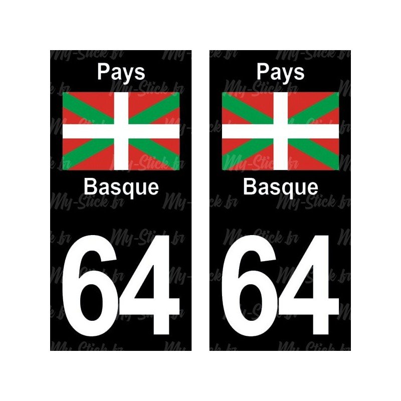 Pays Basque - Stickers plaque immatriculation 64