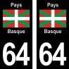 Pays Basque - Stickers plaque immatriculation 64