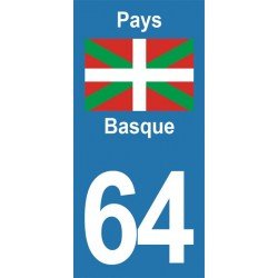 Pays Basque - Stickers plaque immatriculation 64