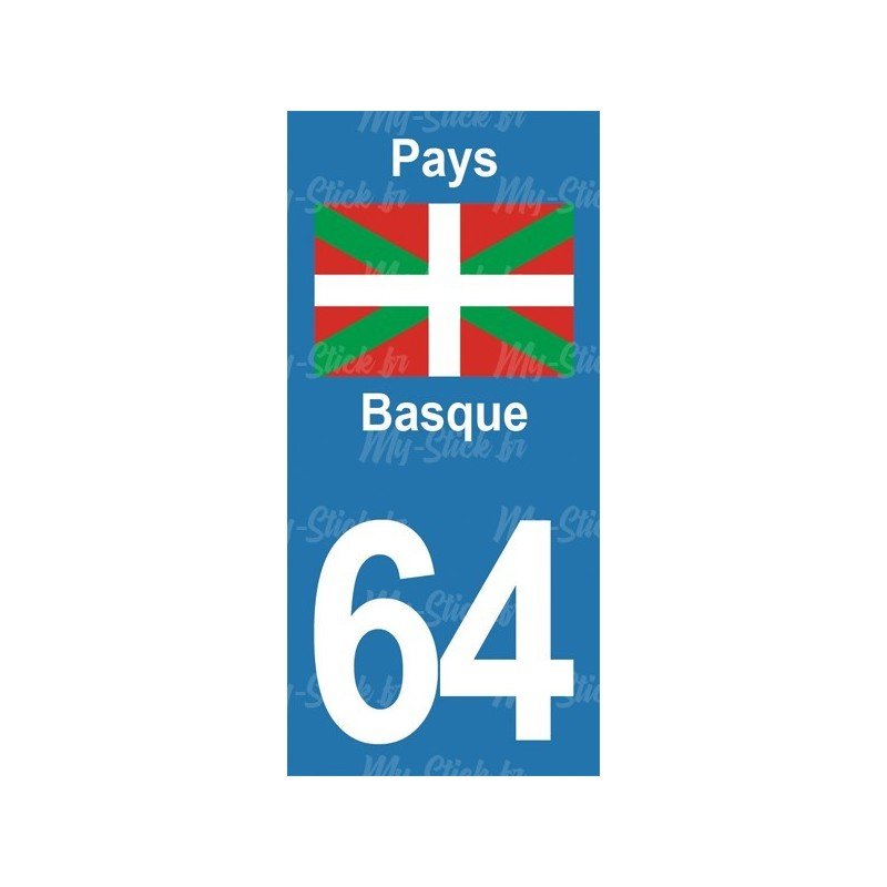 Pays Basque - Stickers plaque immatriculation 64