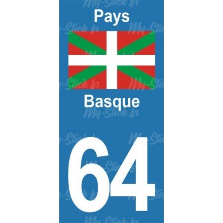 Pays Basque - Stickers plaque immatriculation 64