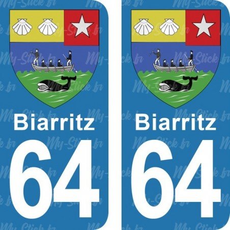 Blason Biarritz - Stickers plaque immatriculation 64