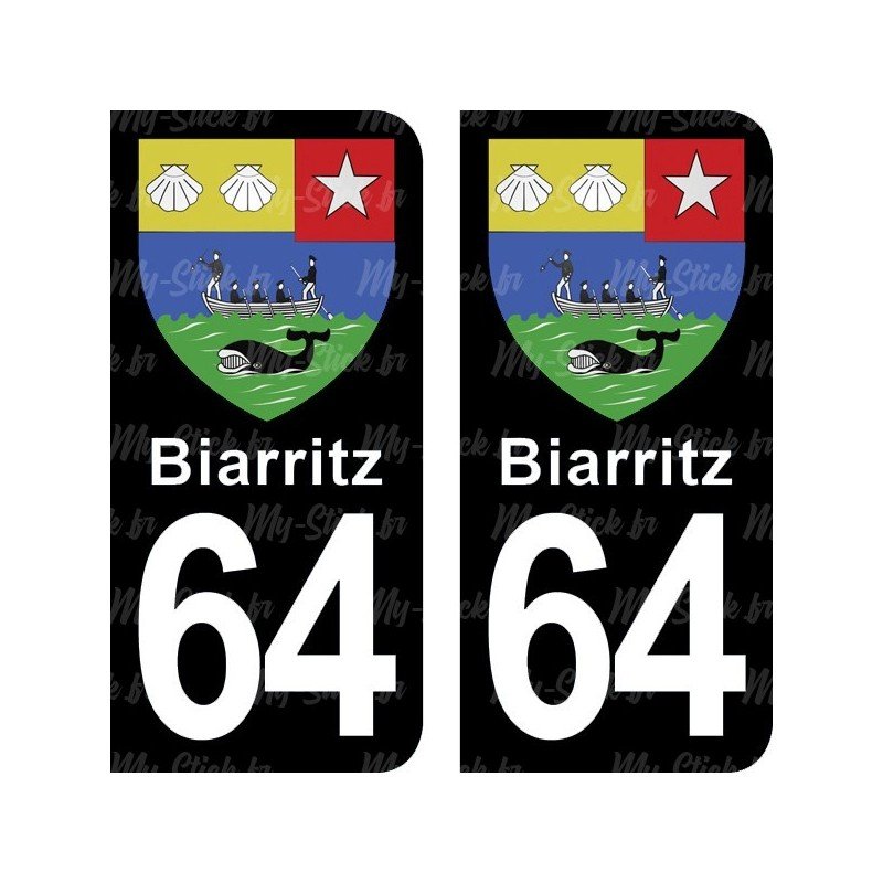 Blason Biarritz - Stickers plaque immatriculation 64