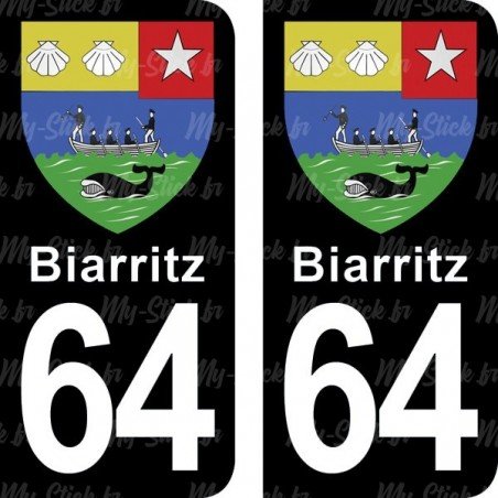 Blason Biarritz - Stickers plaque immatriculation 64