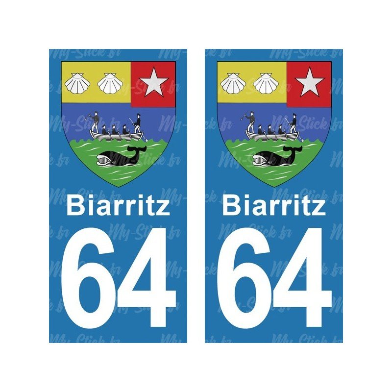 Blason Biarritz - Stickers plaque immatriculation 64