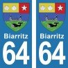 Blason Biarritz - Stickers plaque immatriculation 64