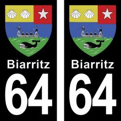 Blason Biarritz - Stickers plaque immatriculation 64