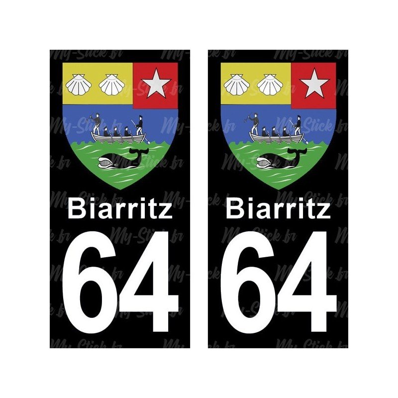 Blason Biarritz - Stickers plaque immatriculation 64