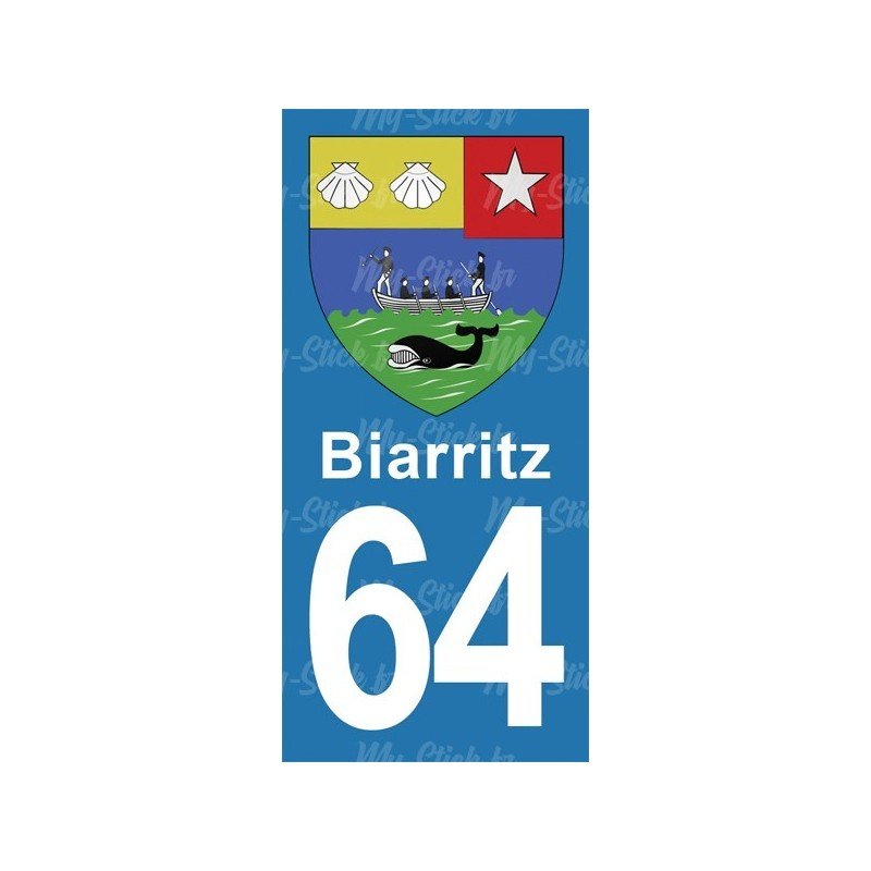 Blason Biarritz - Stickers plaque immatriculation 64