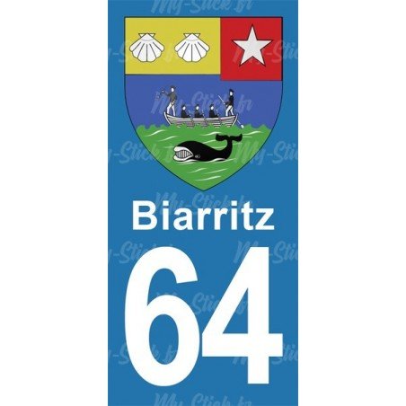 Blason Biarritz - Stickers plaque immatriculation 64