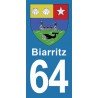 Blason Biarritz - Stickers plaque immatriculation 64