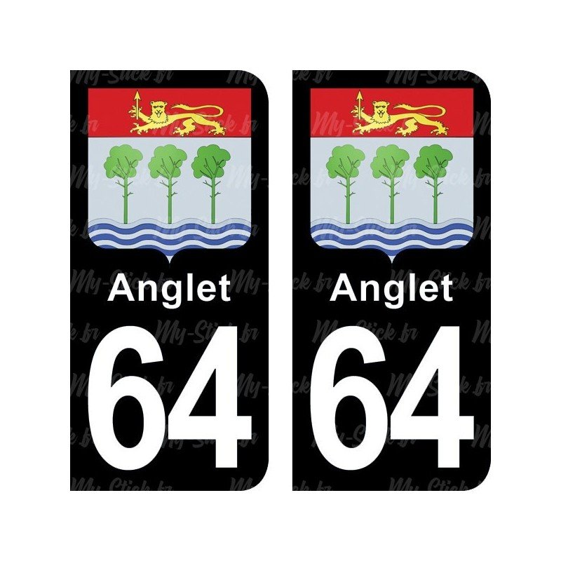 Blason Anglet - Stickers plaque immatriculation 64