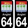 Blason Anglet - Stickers plaque immatriculation 64