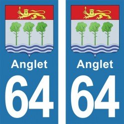 Blason Anglet - Stickers plaque immatriculation 64