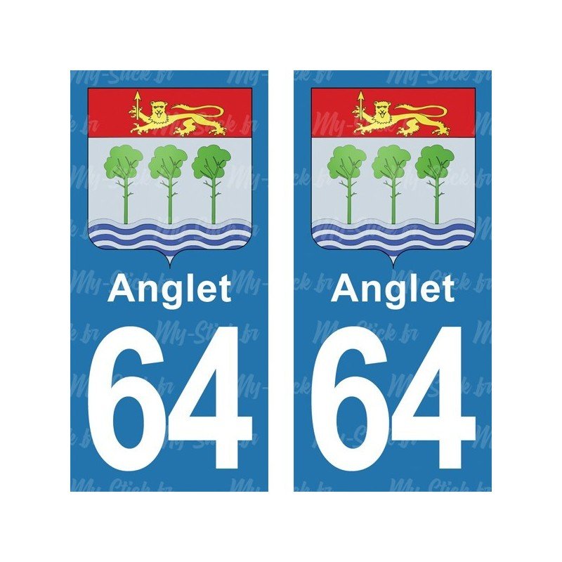 Blason Anglet - Stickers plaque immatriculation 64