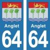 Blason Anglet - Stickers plaque immatriculation 64