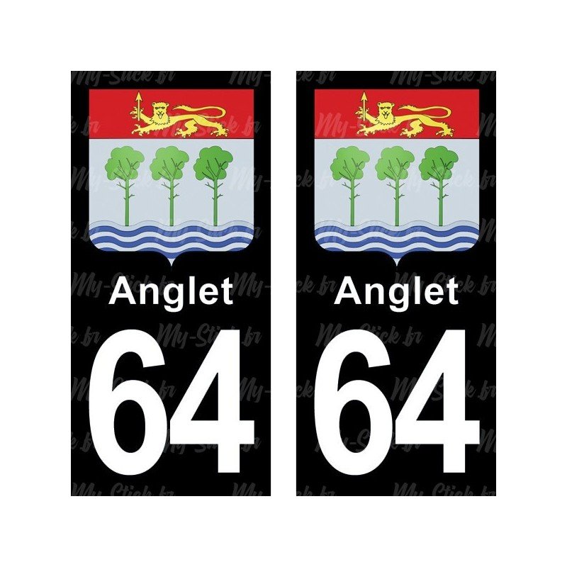 Blason Anglet - Stickers plaque immatriculation 64